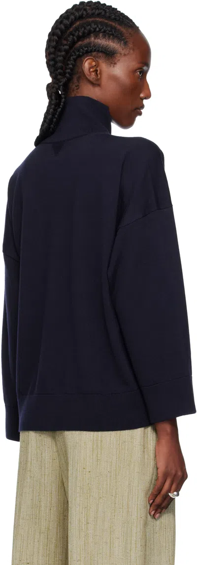 Bottega Veneta Navy Classic Wool Turtleneck In Gold