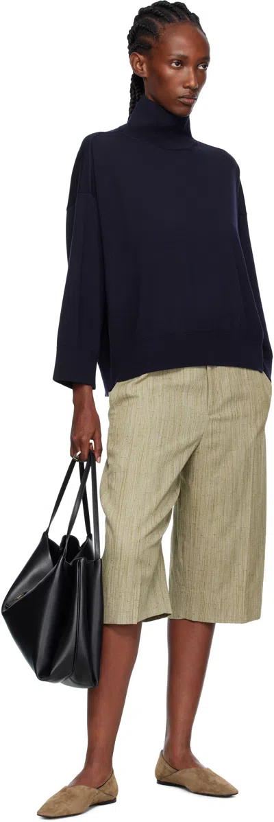 Bottega Veneta Navy Classic Wool Turtleneck In Gold