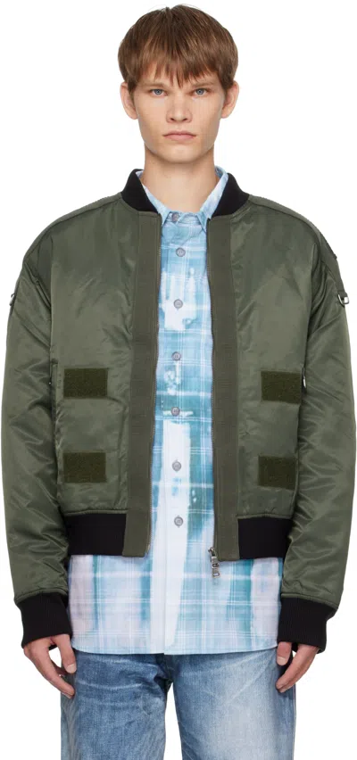Andersson Bell Khaki Flight Layered Washed Bomber Jacket In Multi