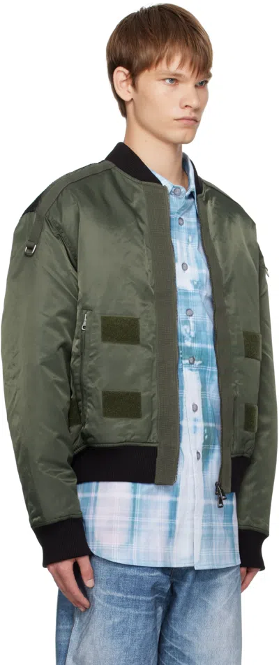 Andersson Bell Khaki Flight Layered Washed Bomber Jacket In Multi