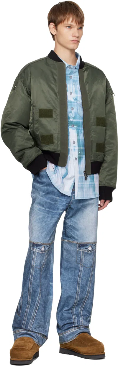 Andersson Bell Khaki Flight Layered Washed Bomber Jacket In Multi