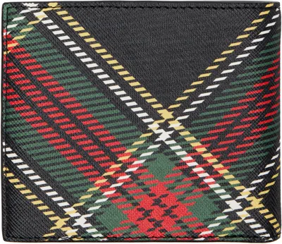 Vivienne Westwood Bi-fold Wallet With Tartan Plaid Design In Black