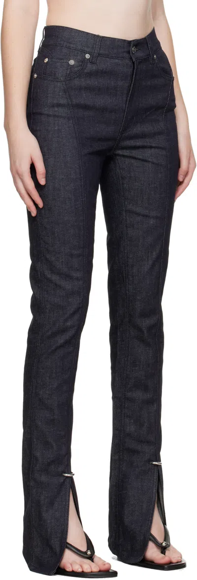 Mugler Indigo Paneled Jeans In Multi