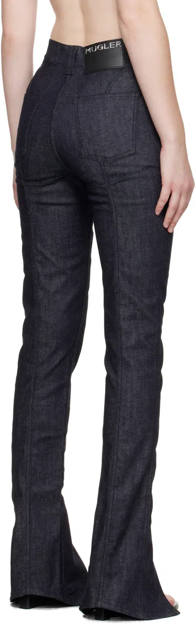 Mugler Indigo Paneled Jeans In Multi
