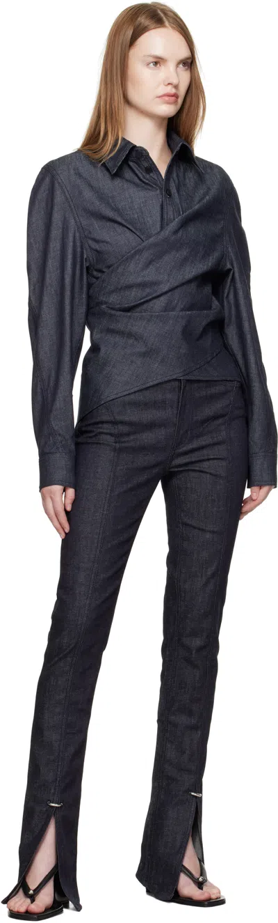 Mugler Indigo Paneled Jeans In Multi