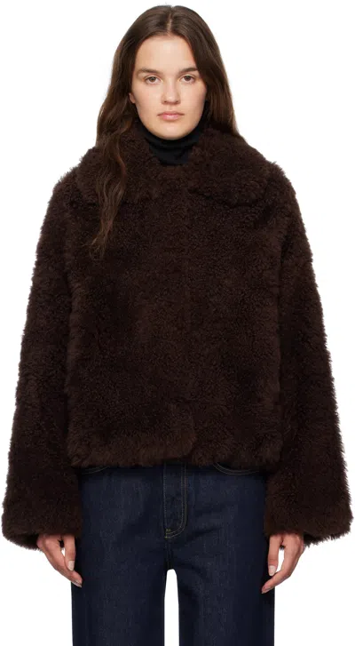Yves Salomon Jacke Aus Shearling In Brown