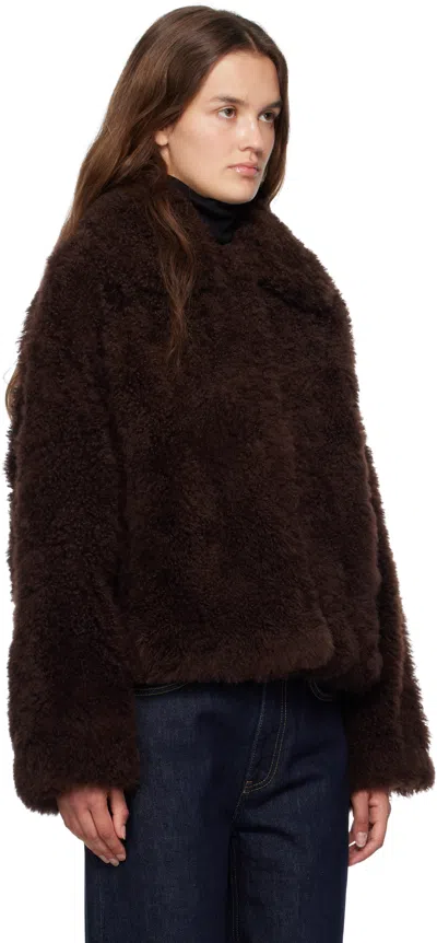 Yves Salomon Jacke Aus Shearling In Brown