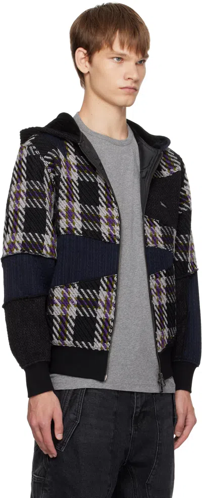 Andersson Bell Patchwork Zip-up Hoodie In Black