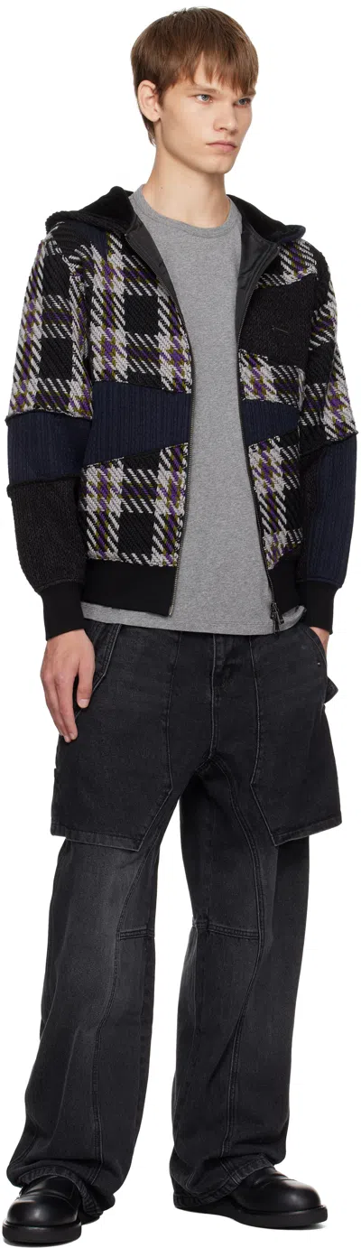 Andersson Bell Patchwork Zip-up Hoodie In Black