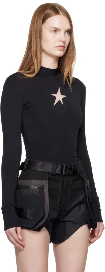 Mugler High-neck Long-sleeve T-shirt In Black