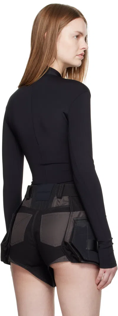 Mugler High-neck Long-sleeve T-shirt In Black