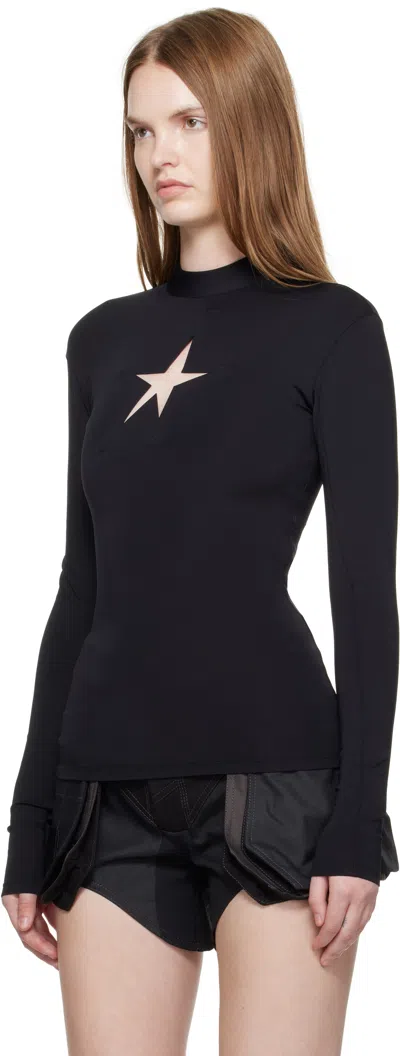 Mugler High-neck Long-sleeve T-shirt In Black