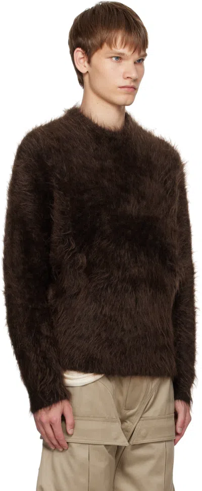 Mugler Fluffy Crew-neck Sweater In Brown