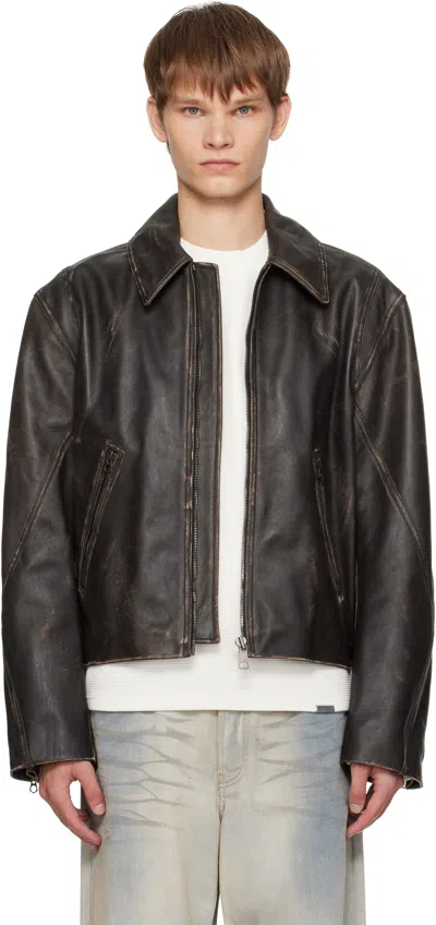 Hope Brown Void Leather Jacket In Brown