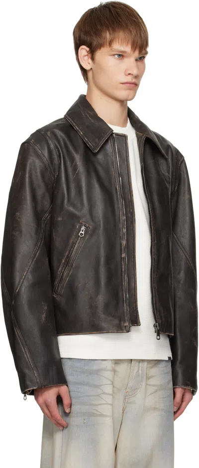 Hope Brown Void Leather Jacket In Brown