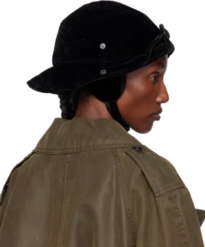 Open Yy Black Detachable Ear Flap Bucket Hat In Black