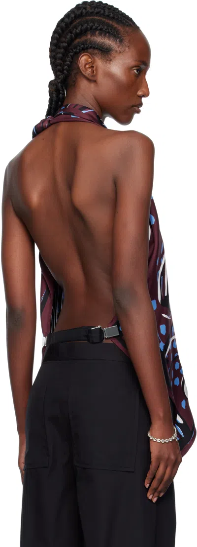 Bottega Veneta Women Multicolor Top With Asymmetric Design And All-over Printed Motif In Silk Woman In Brown