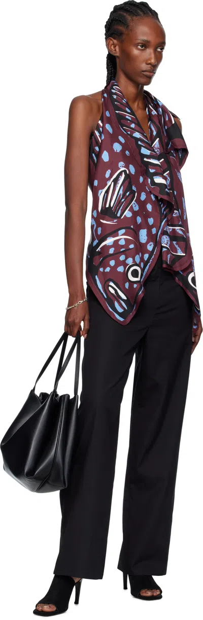 Bottega Veneta Women Multicolor Top With Asymmetric Design And All-over Printed Motif In Silk Woman In Brown