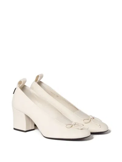 Miu Miu 65mm Élan Bow-embellished Block-heel Pumps In Neutral