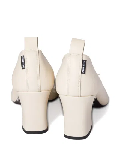 Miu Miu 65mm Élan Bow-embellished Block-heel Pumps In Neutral