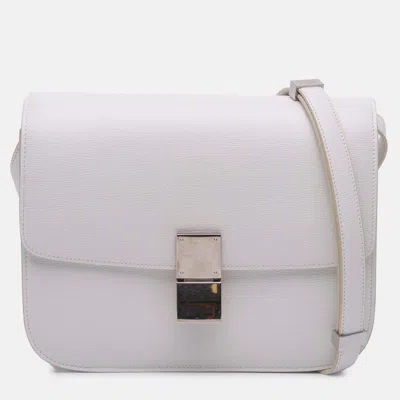 Pre-owned Celine White Medium Calfskin Classic Box