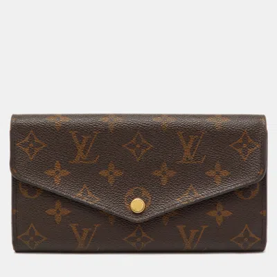 Pre-owned Louis Vuitton Monogram Canvas Sarah Wallet In Brown