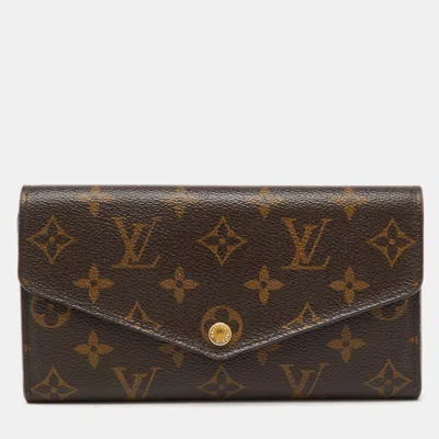 Pre-owned Louis Vuitton Monogram Canvas Sarah Wallet In Brown