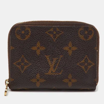 Pre-owned Louis Vuitton Monogram Canvas Zippy Coin Purse In Brown