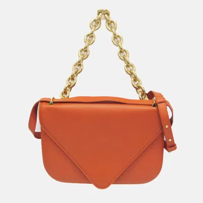 Pre-owned Bottega Veneta Mount Chain Shoulder Bag Leather Orange
