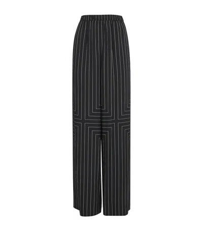 Joseph Hulin Wide-leg Geometric Crepe Trousers In Black