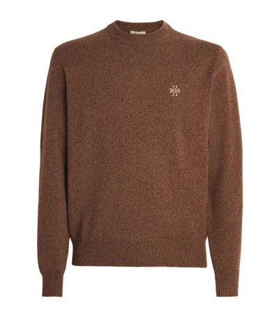 Jacob Cohen Wool-cashmere Monogram Sweater In Brown