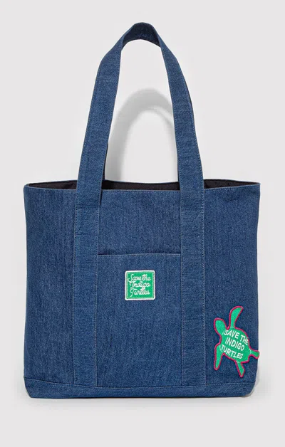 Mavi Jeans Indigo Turtles Denim Tote Bag In Light Blue