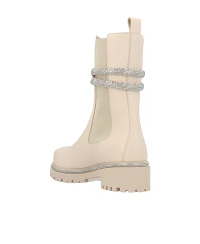 René Caovilla Crystal-embellished Leather Boots In Neutral