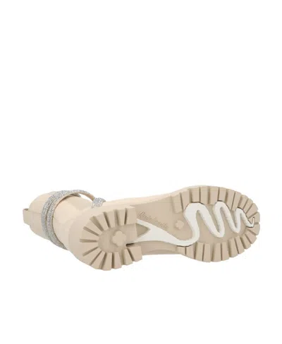 René Caovilla Crystal-embellished Leather Boots In Neutral