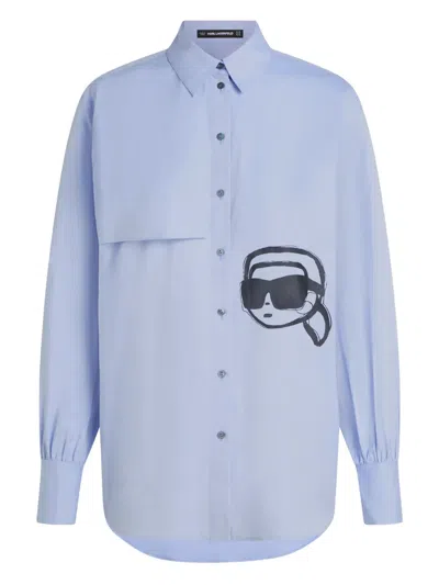 Karl Lagerfeld Ikon Print Shirt In Blue