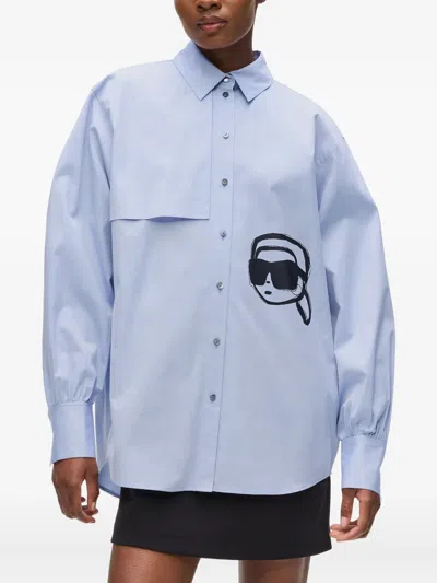 Karl Lagerfeld Ikon Print Shirt In Blue