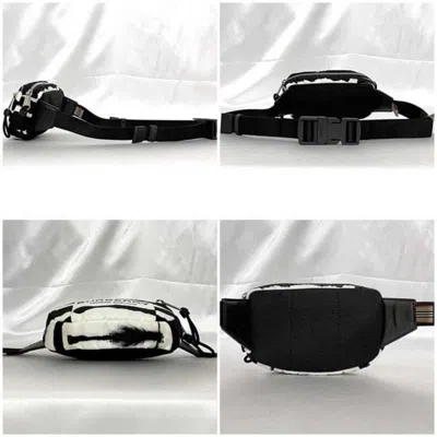 Pre-owned Burberry Black White Nylon Leather Shoulder Bag Sling Bag ()