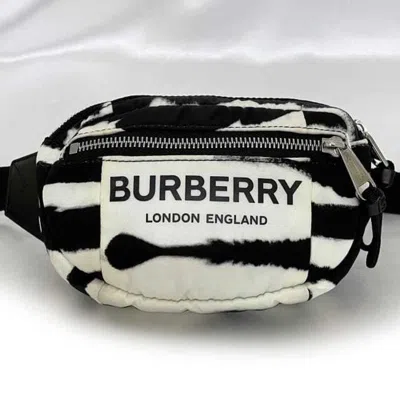 Pre-owned Burberry Black White Nylon Leather Shoulder Bag Sling Bag ()