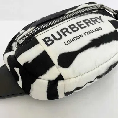 Pre-owned Burberry Black White Nylon Leather Shoulder Bag Sling Bag ()