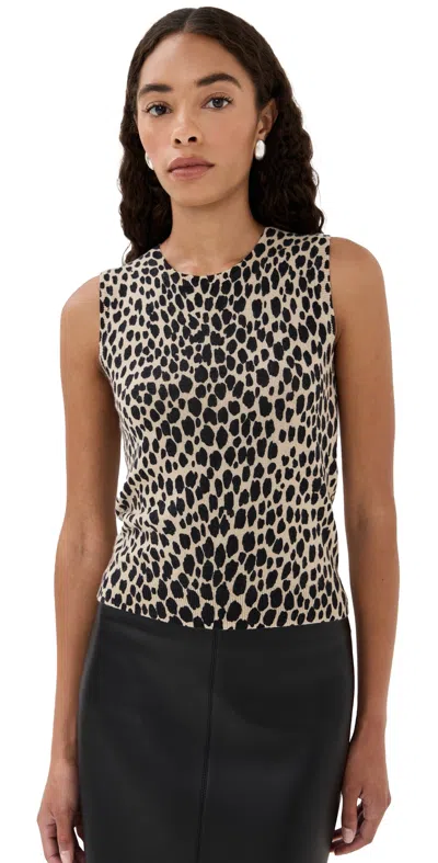 Nili Lotan Nessa Cheetah-print Cashmere Tank In Black