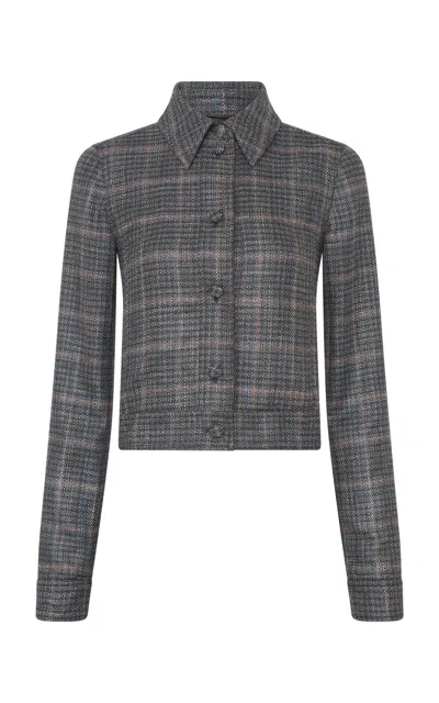 Gabriela Hearst Thereza Jacket In Charcoal Multi Wool Silk Clubcheck Plaid In Gray