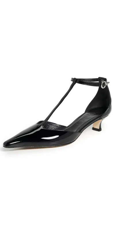 Aeyde Liz Patent Leather T-strap Pumps In Black