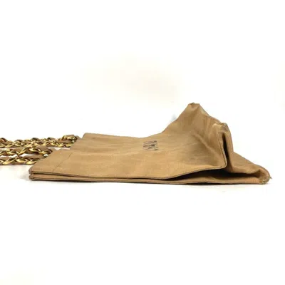 Pre-owned Chanel Beige Black Canvas Shoulder Bag Tote Bag ()
