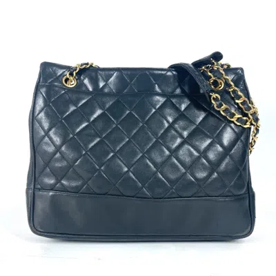 Pre-owned Chanel Black Gold Leather Shoulder Bag Tote Bag ()