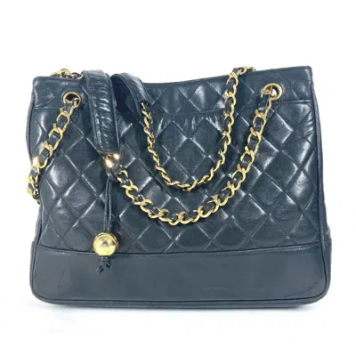 Pre-owned Chanel Black Gold Leather Shoulder Bag Tote Bag ()