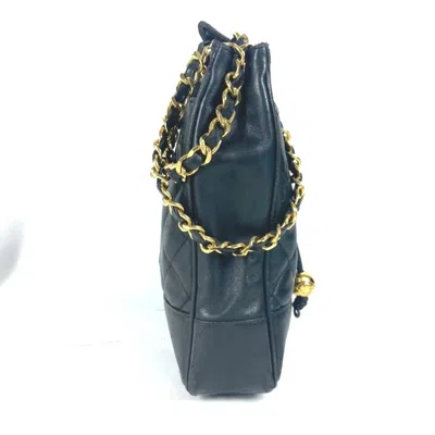 Pre-owned Chanel Black Gold Leather Shoulder Bag Tote Bag ()