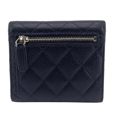 Pre-owned Chanel Black Grained Calfskin Wallet (tri-fold) ()