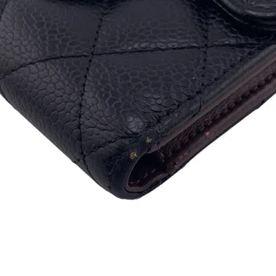 Pre-owned Chanel Black Grained Calfskin Wallet (tri-fold) ()