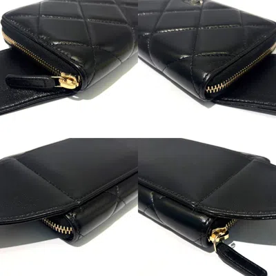 Pre-owned Chanel Black Leather Long Wallet (bi-fold) ()
