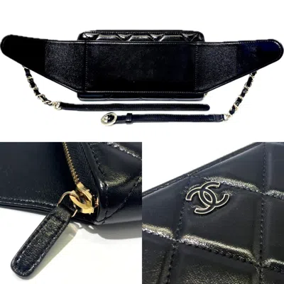 Pre-owned Chanel Black Leather Long Wallet (bi-fold) ()